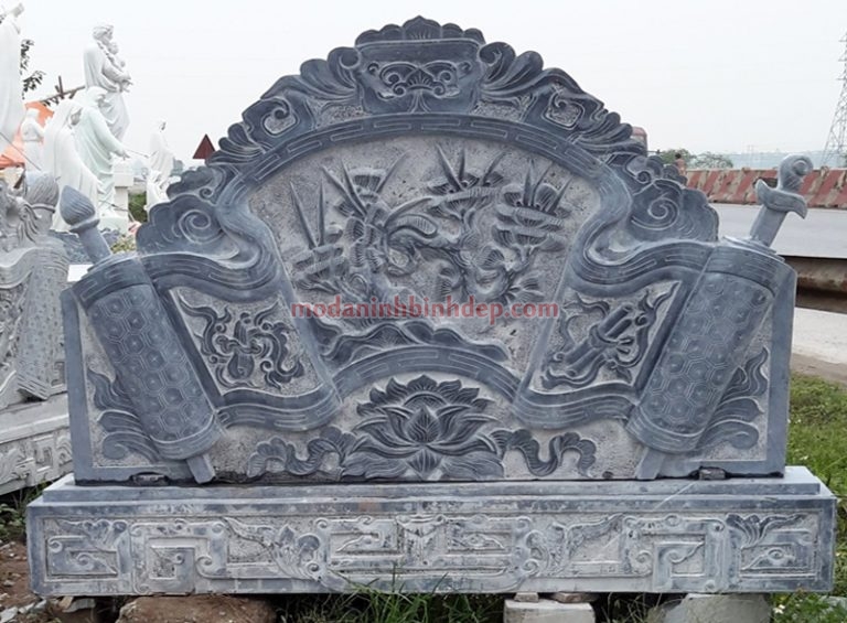 Cuốn thư đá chạm cây trúc