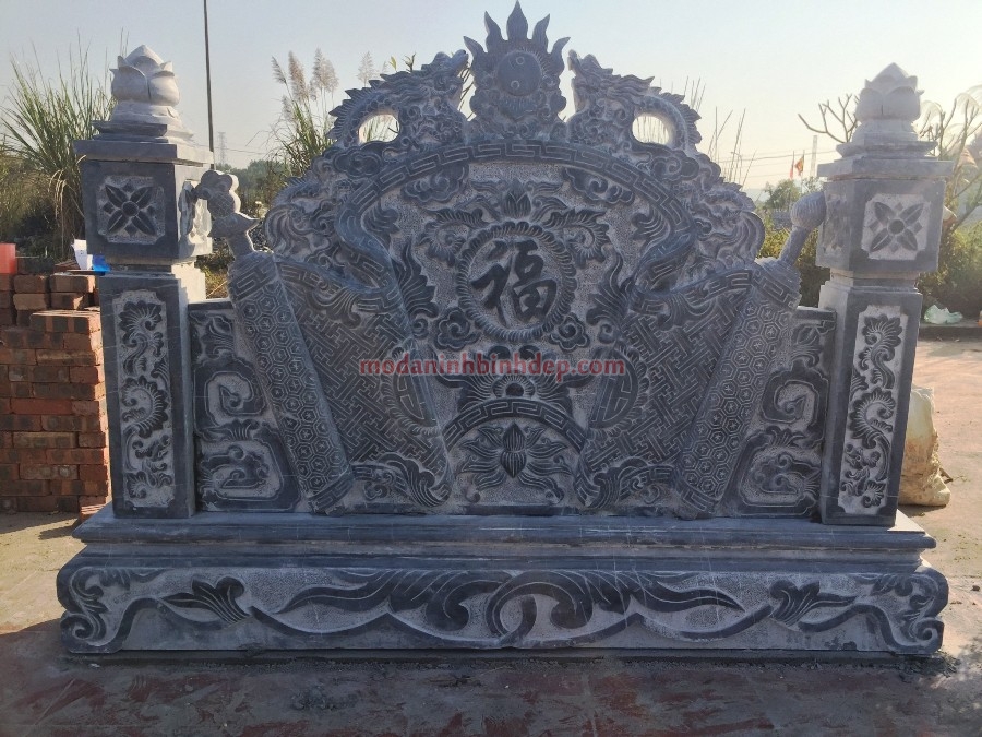 bình phong làm bằng đá khối