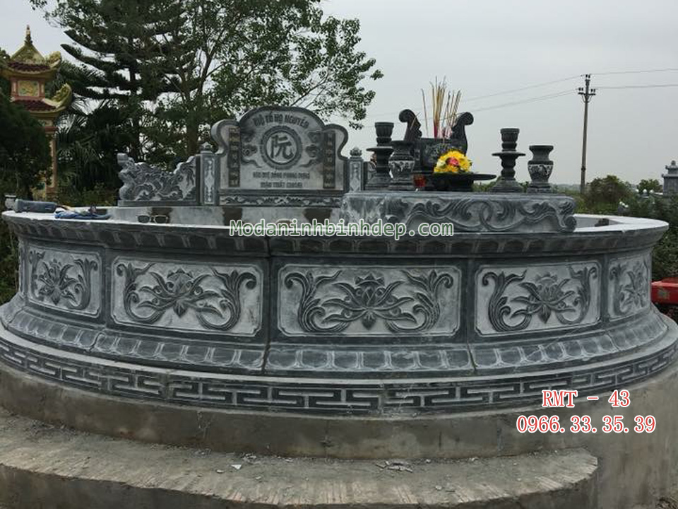 Mẫu mộ tròn bằng đá xanh khối
