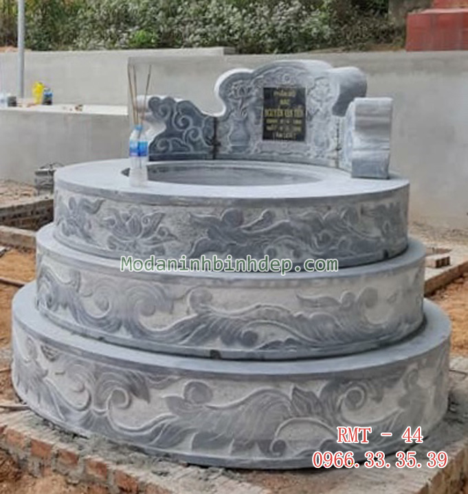 Mẫu mộ tròn bằng đá xanh khối