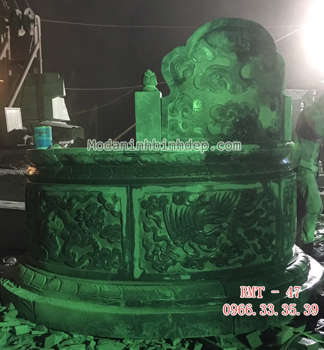 Mẫu mộ tròn bằng đá xanh khối