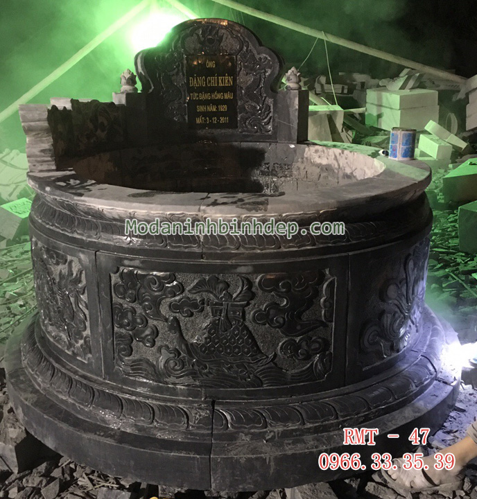 Mẫu mộ tròn bằng đá xanh khối
