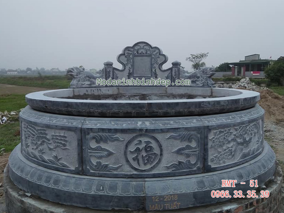 Mẫu mộ tròn bằng đá xanh khối
