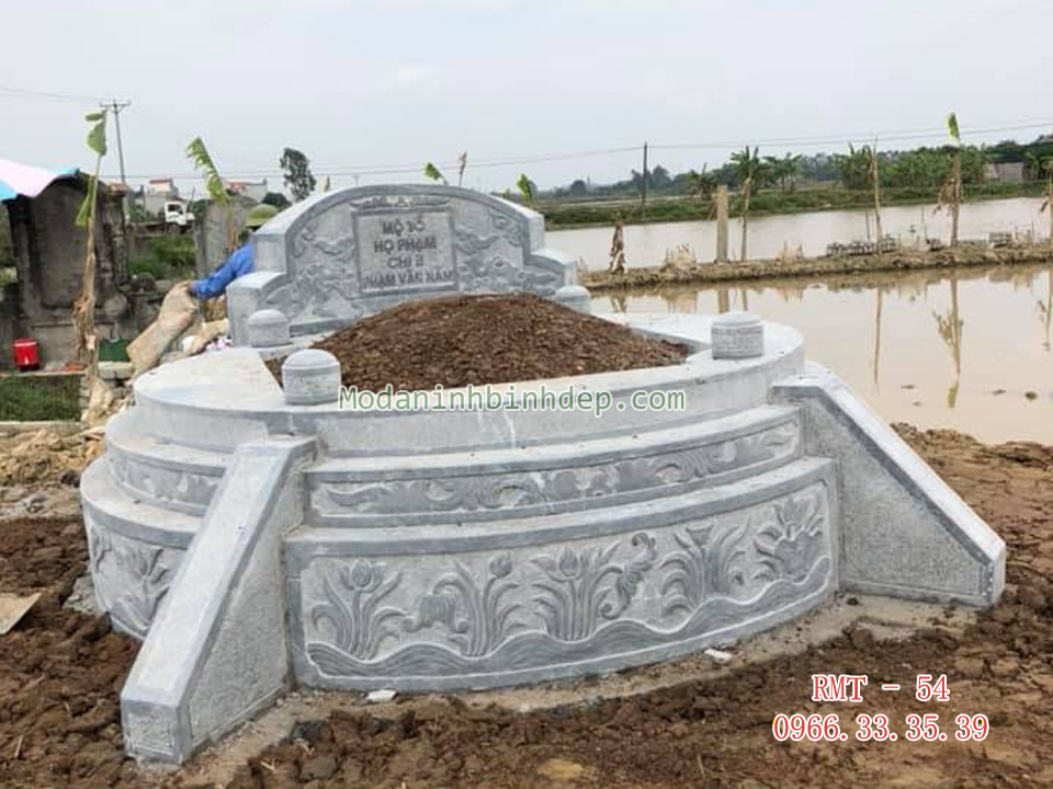 Mẫu mộ tròn bằng đá xanh khối