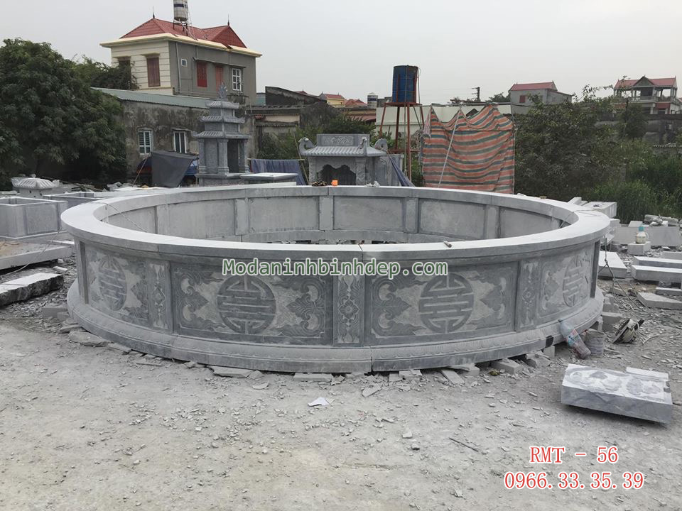 Mẫu mộ tròn bằng đá xanh khối