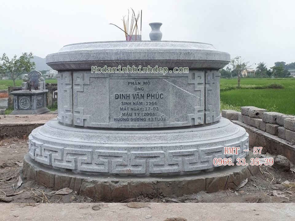 Mẫu mộ tròn bằng đá xanh khối