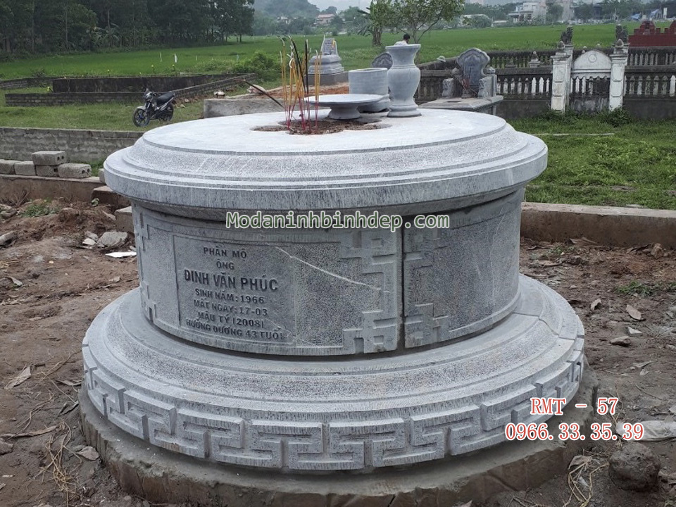 Mẫu mộ tròn bằng đá xanh khối