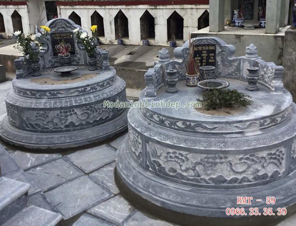 Mẫu mộ tròn bằng đá xanh khối