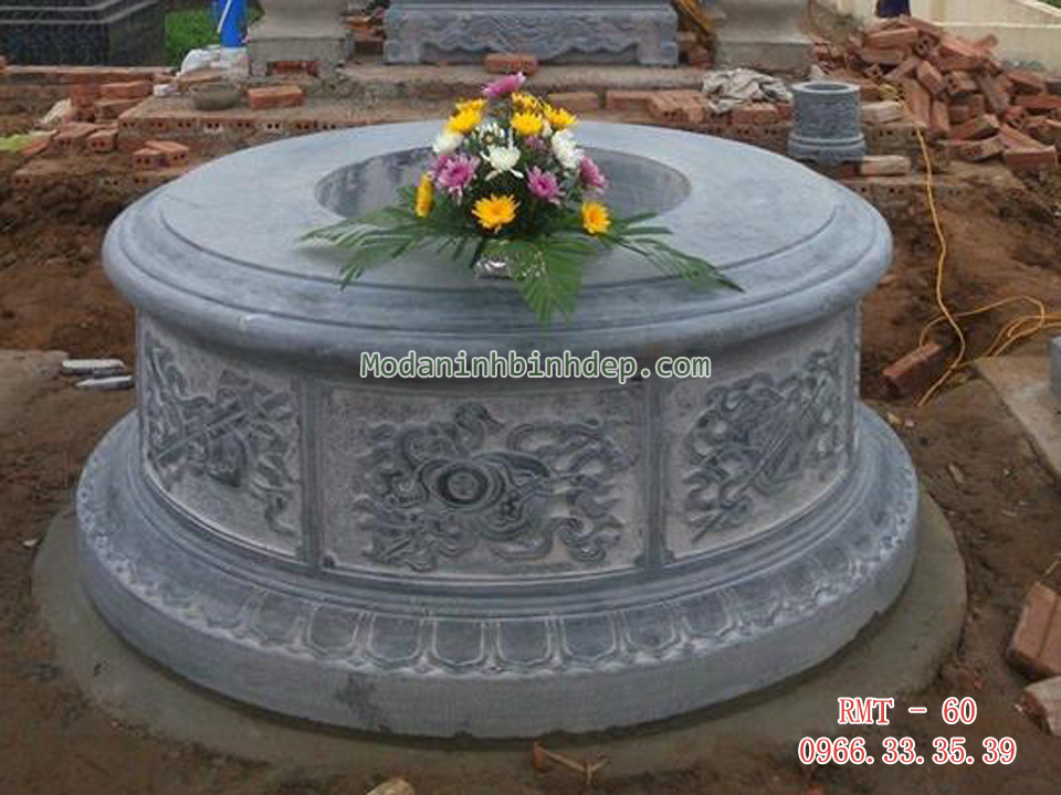 Mẫu mộ tròn bằng đá xanh khối