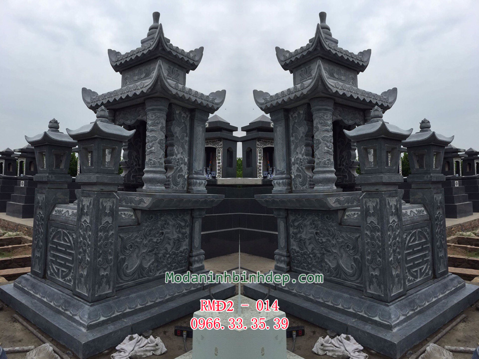 Mẫu mộ đá hai đao đẹp