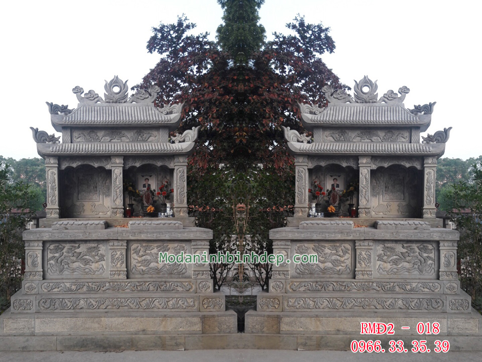 Mẫu mộ đá hai đao đẹp