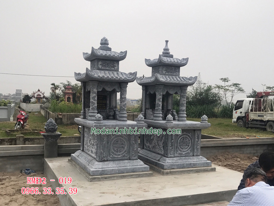 Mẫu mộ đá hai đao đẹp