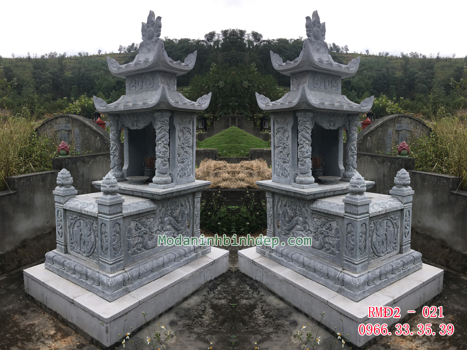 Mẫu mộ đá hai đao đẹp