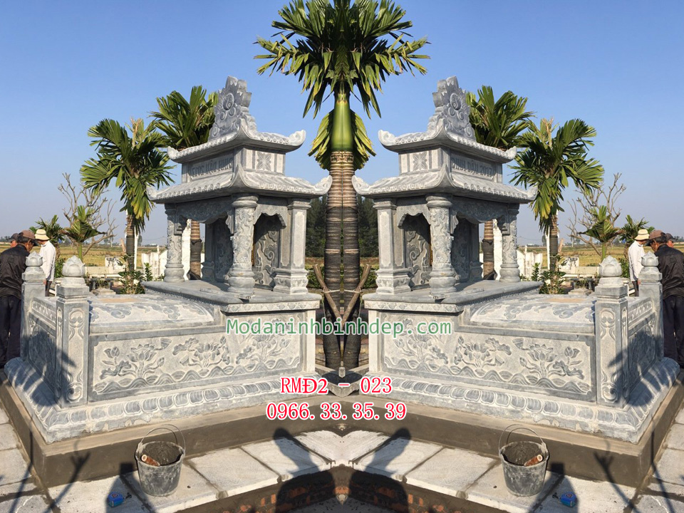 Mẫu mộ đá hai đao đẹp