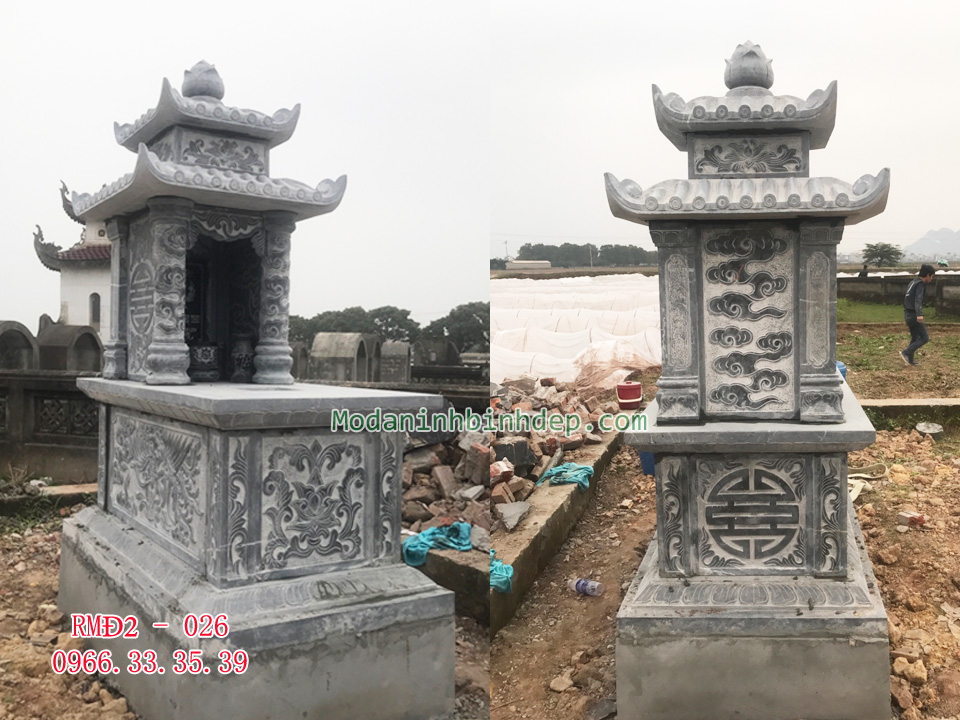 Mẫu mộ đá hai đao đẹp