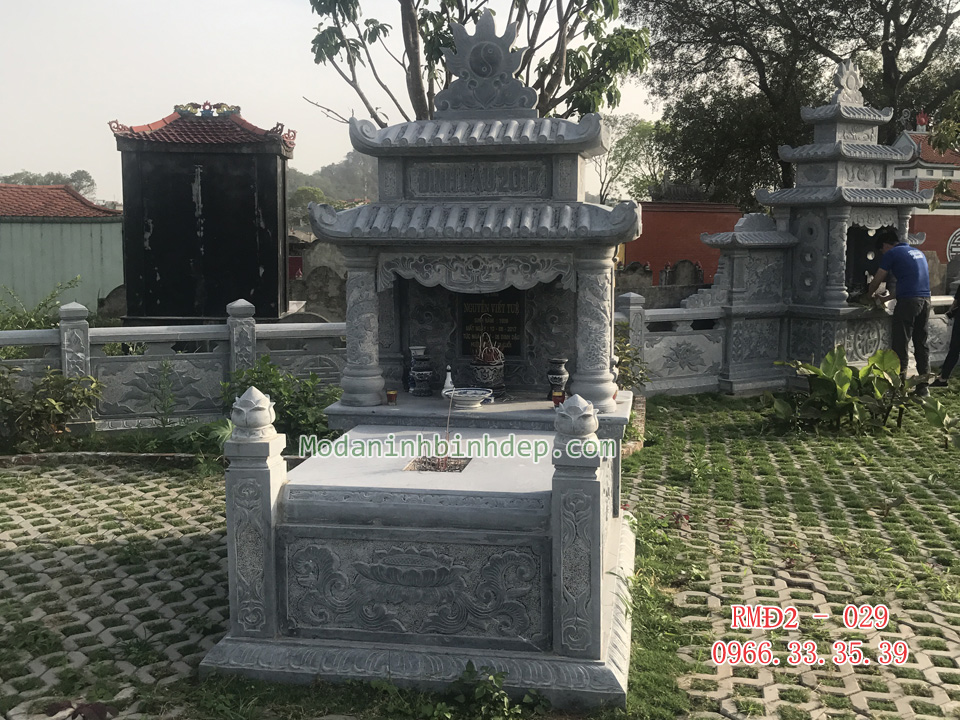 Mẫu mộ đá hai đao đẹp