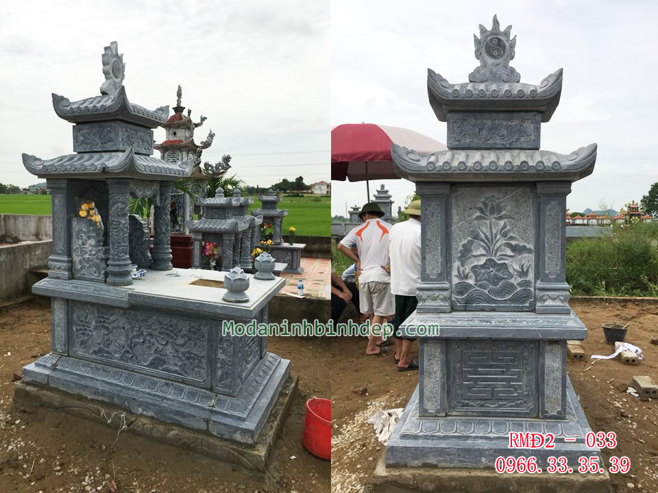 Mẫu mộ đá hai mái đao đẹp