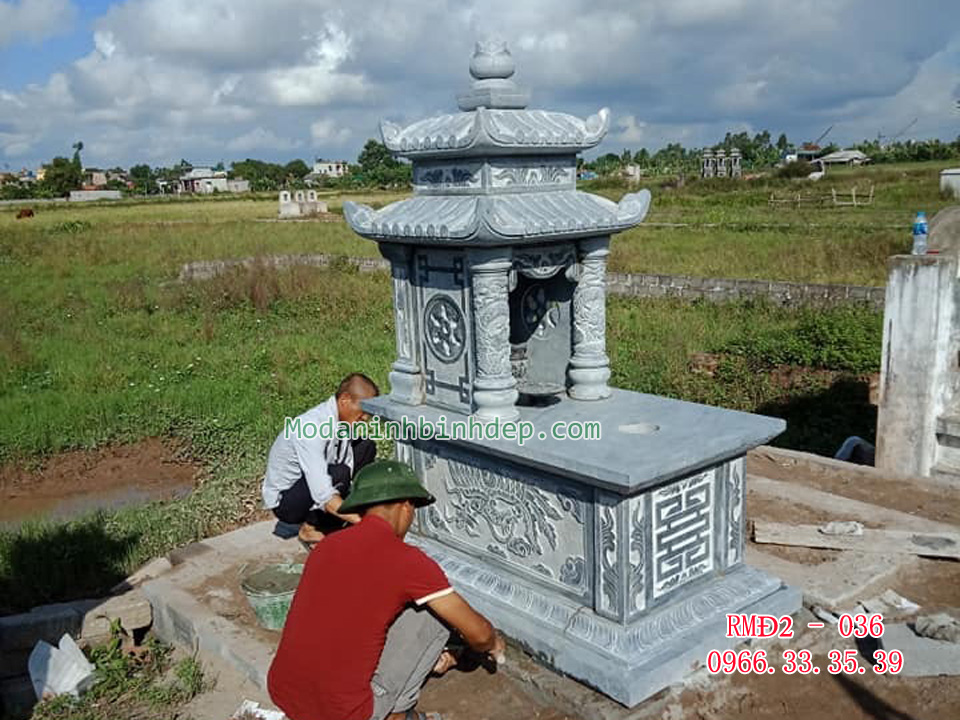 Mẫu mộ đá hai mái đao đẹp