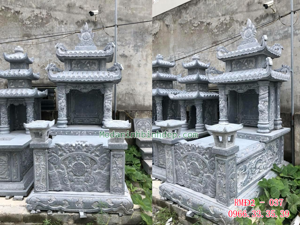 Mẫu mộ đá hai mái đao đẹp