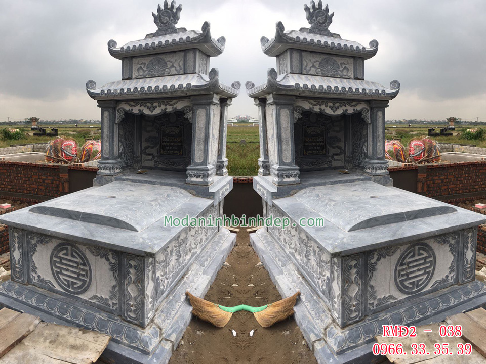 Mẫu mộ đá hai mái đao đẹp