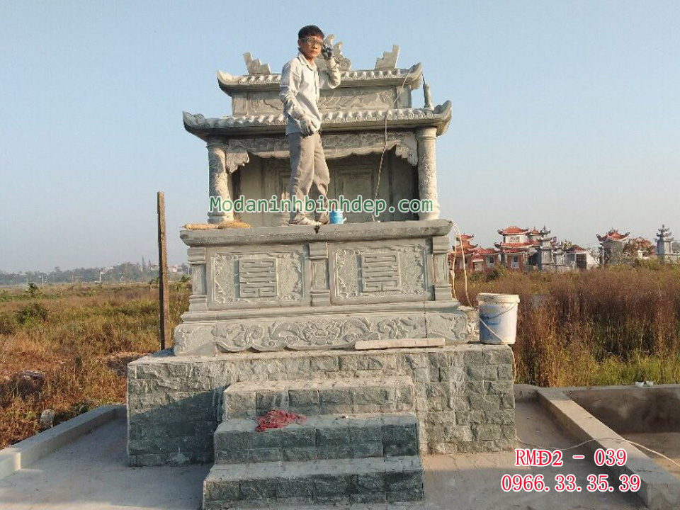 Mẫu mộ đá hai mái đao đẹp
