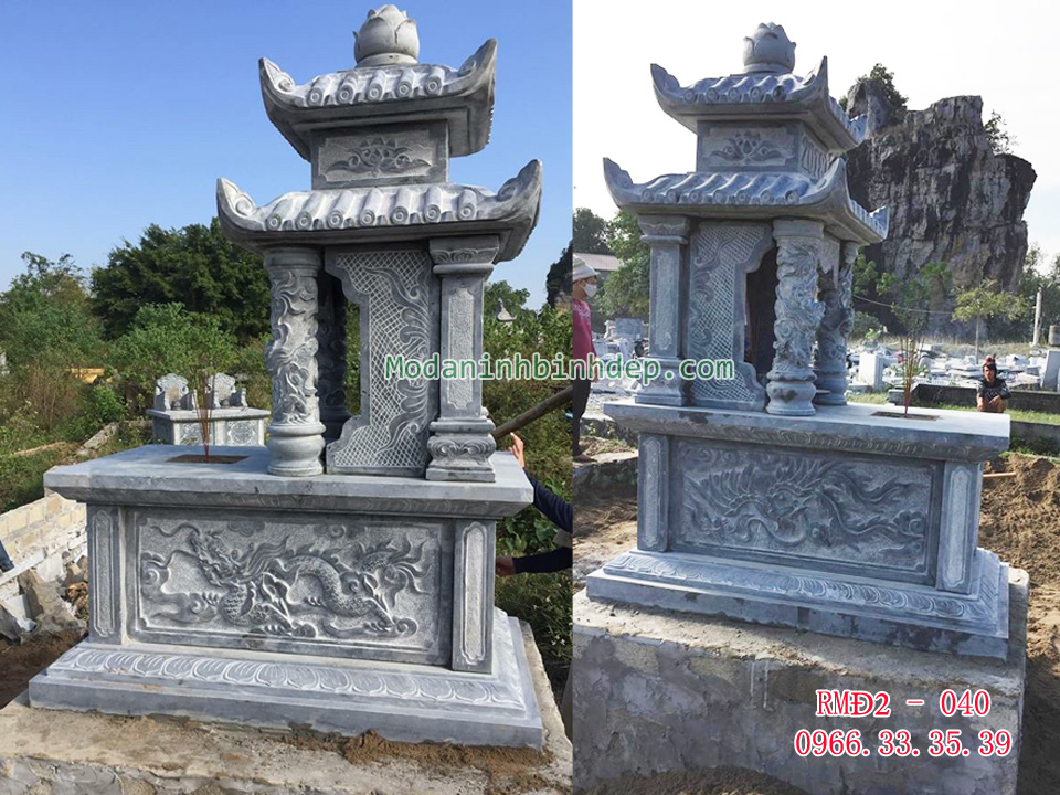 Mẫu mộ đá hai mái đao đẹp