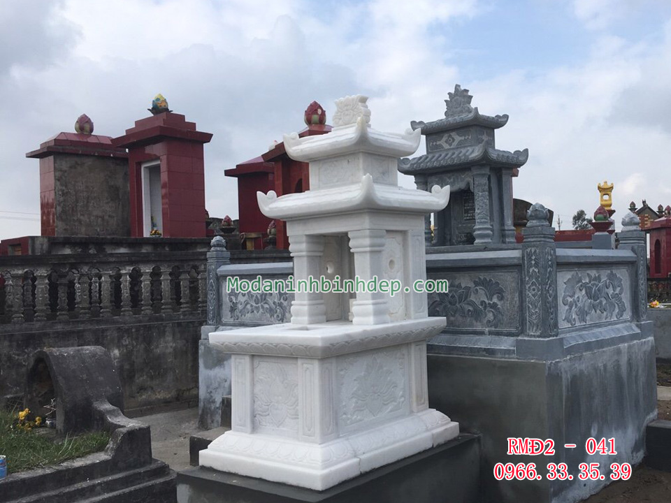 Mẫu mộ đá hai mái đao đẹp