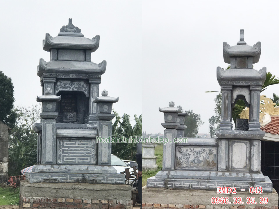 Mẫu mộ đá hai mái đao đẹp