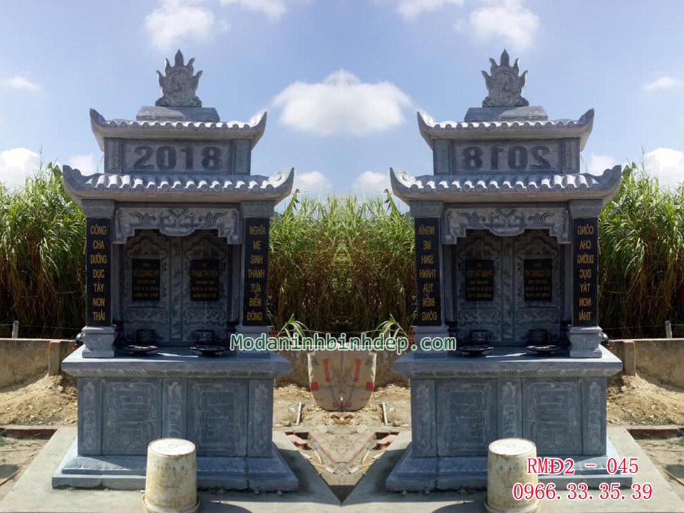 Mẫu mộ đá hai mái đao đẹp