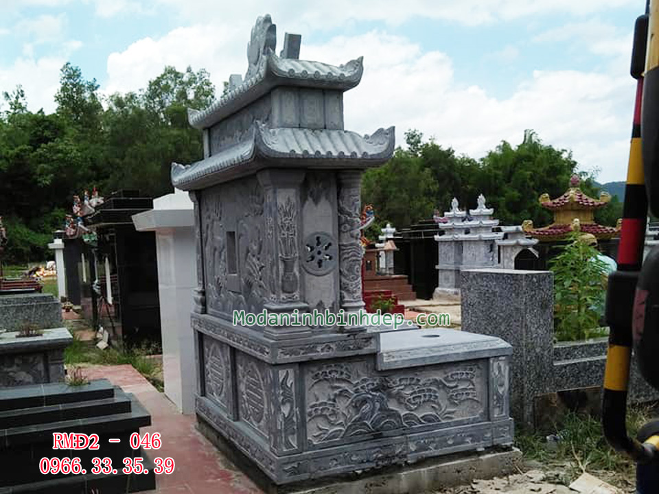 Mẫu mộ đá hai mái đao đẹp