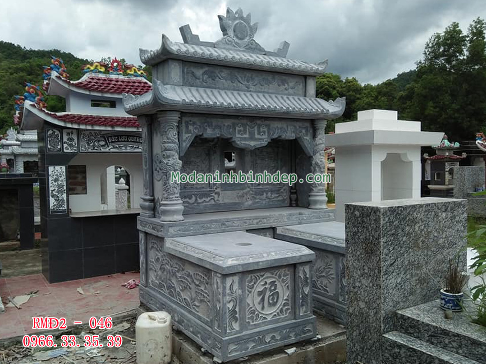 Mẫu mộ đá hai mái đao đẹp